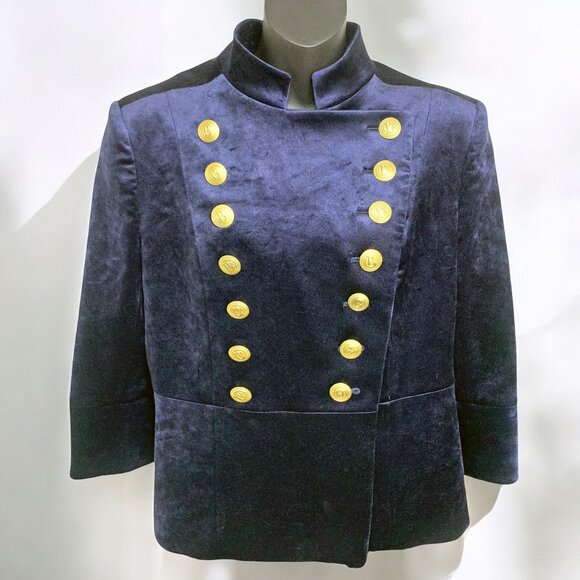 Pierre Balmain‎ Navy Velvet Military Jacket